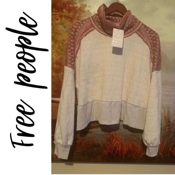 Free People White and Pink Sweater - Picture 1 of 8